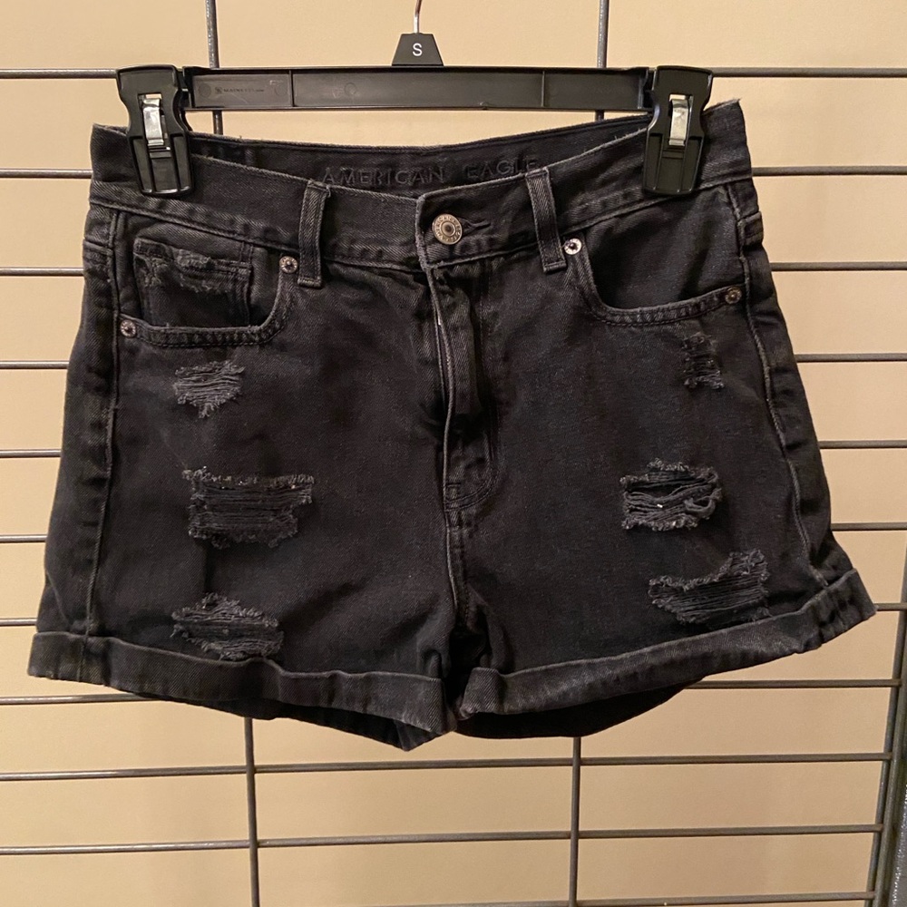 American Eagle Outfitters Black Distressed‎ Jean Shorts